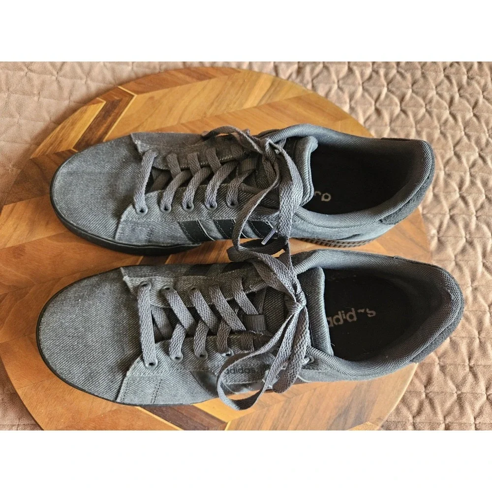 Adidas Men's Daily 3.0 Gray Black Canvas Lace-Up Skateboard Athletic Sneakers 10
